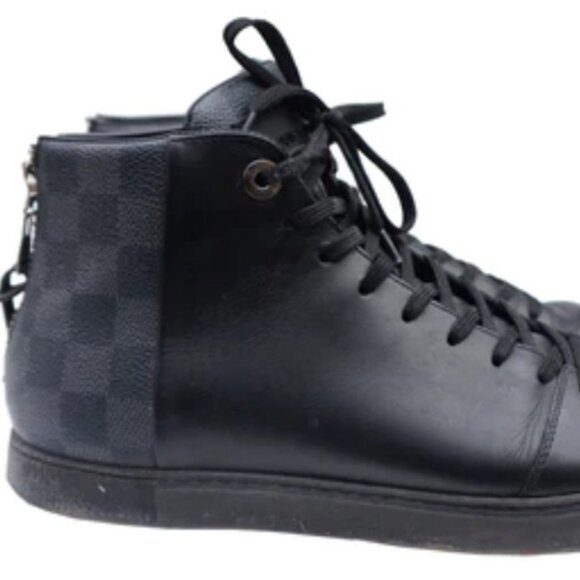 LOUIS VUITTON LINE UP BLACK SIZE 10.5 US VIRGIL DAMIER SNEAKER MENS LV HIGH-TOP - Picture 1 of 9